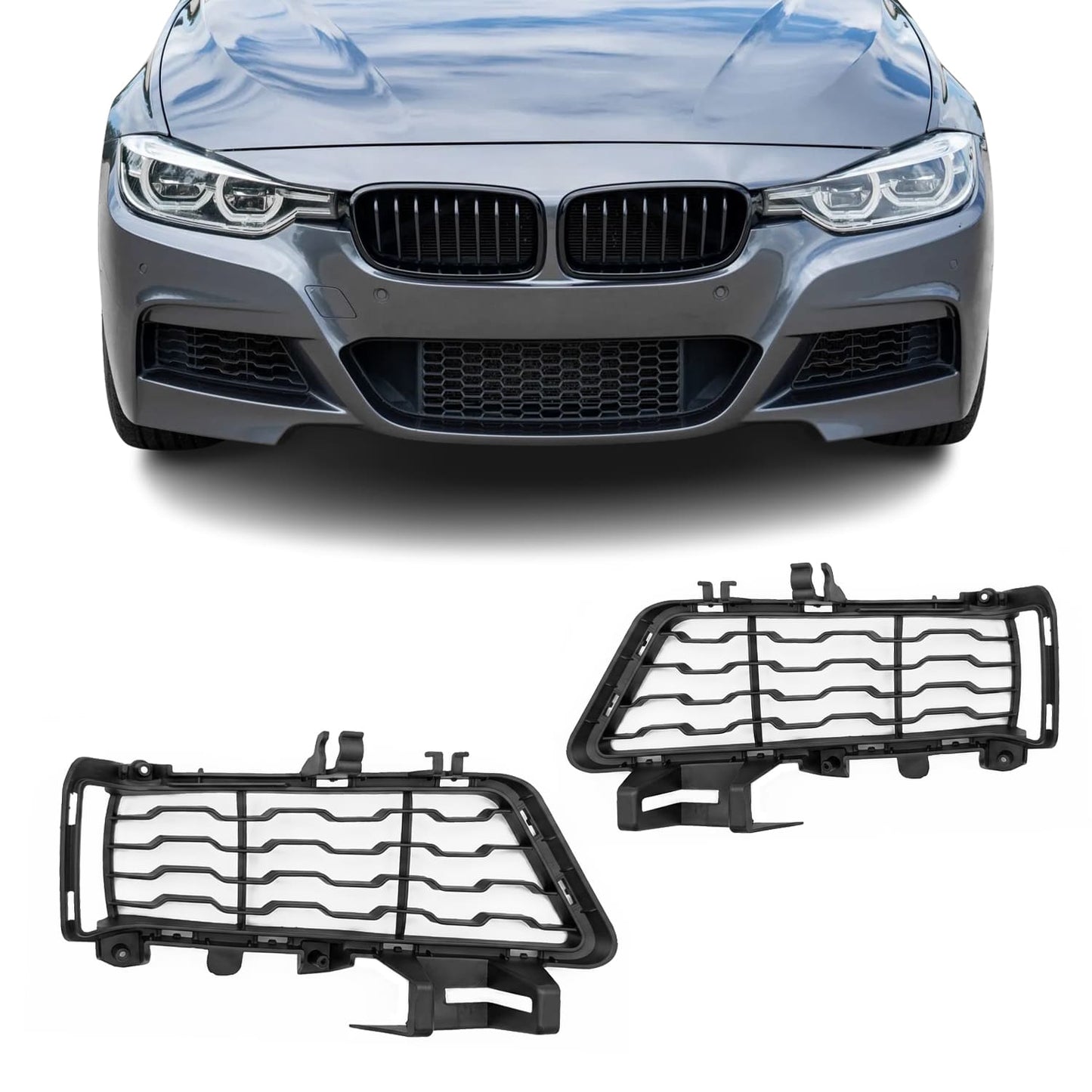 BMW F30 / F31 Etupuskurin sumuvalojen peitelevysarja M-Sport -etupuskuriin