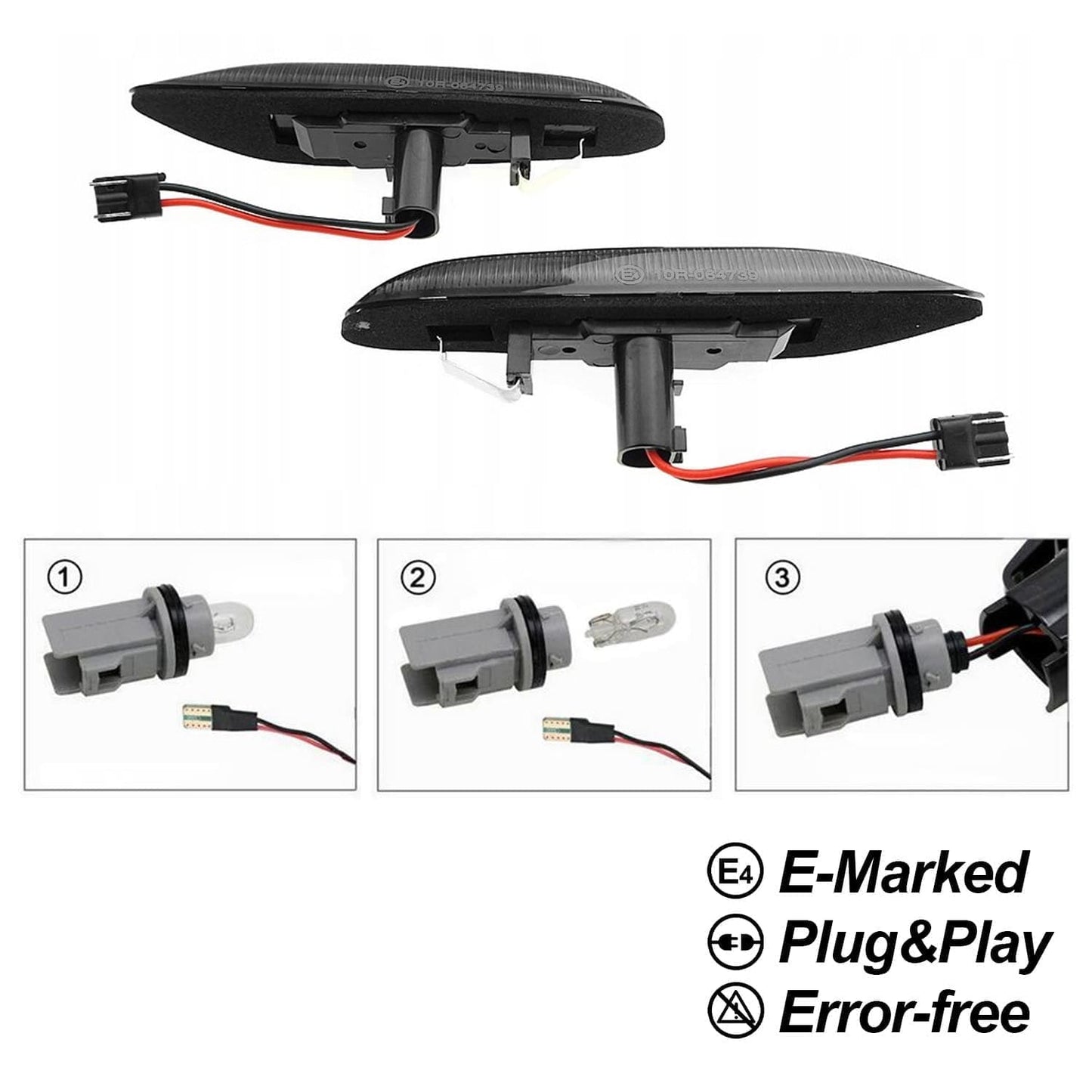 BMW E60/E61, E81/E82, E87/E88, E90/E91, E92/E93, savunharmaat LED sivuvilkut