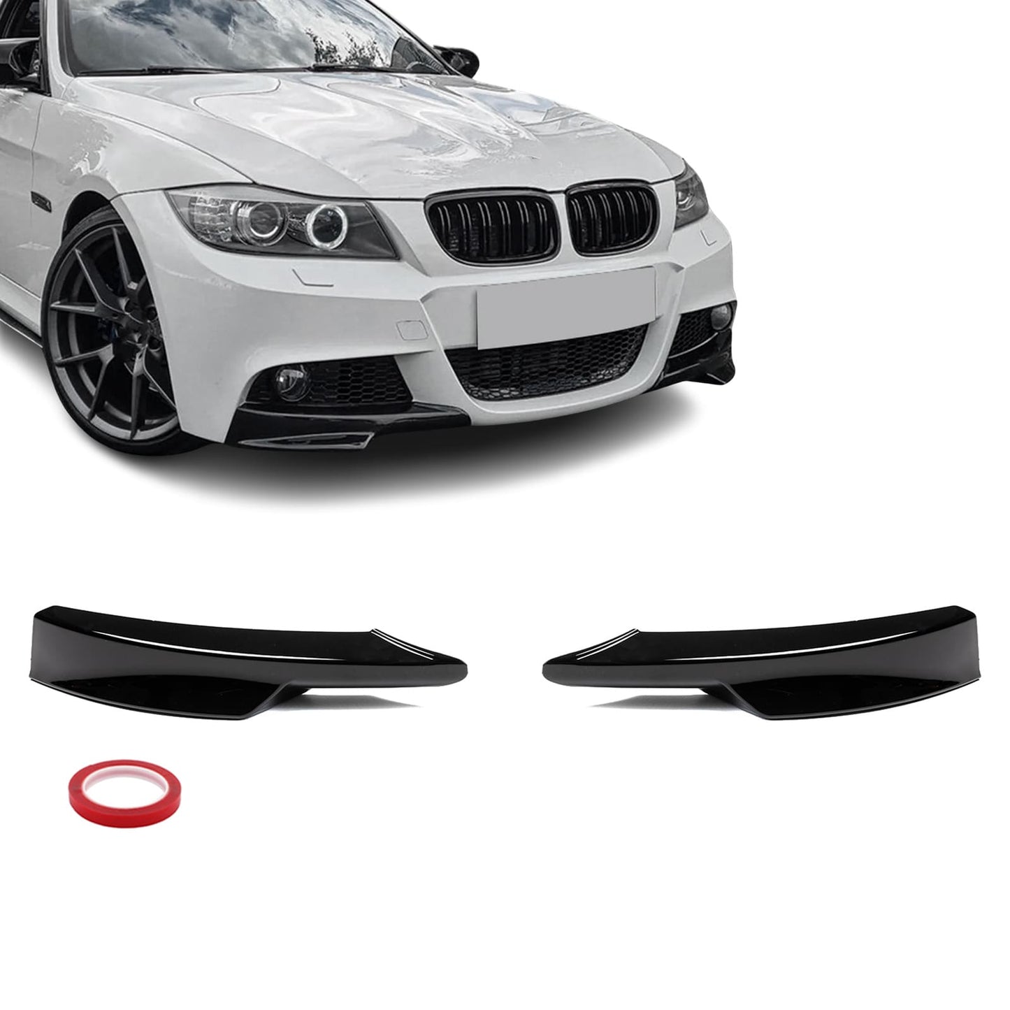 BMW E90 / E91 LCI M-sport kiiltävän mustat etupuskurin kulmasplitterit