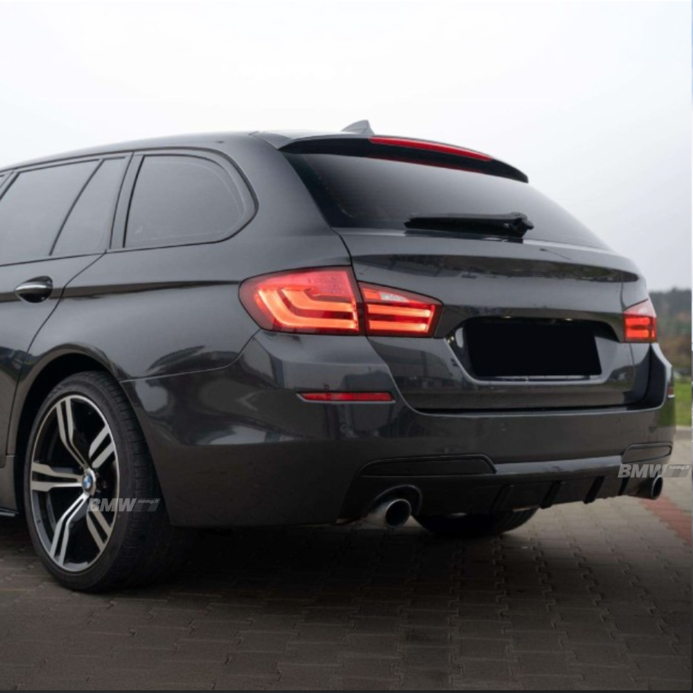 Bmw F10 F11 glossy black M-performance look diffuser with double exhaust outlets