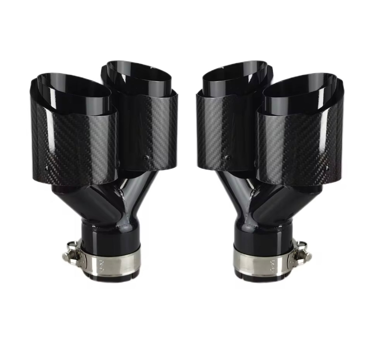 BMW yleismalliset hiilikuitu putkenpäät 2+2 liitos 60mm ulostulo 2x89mm