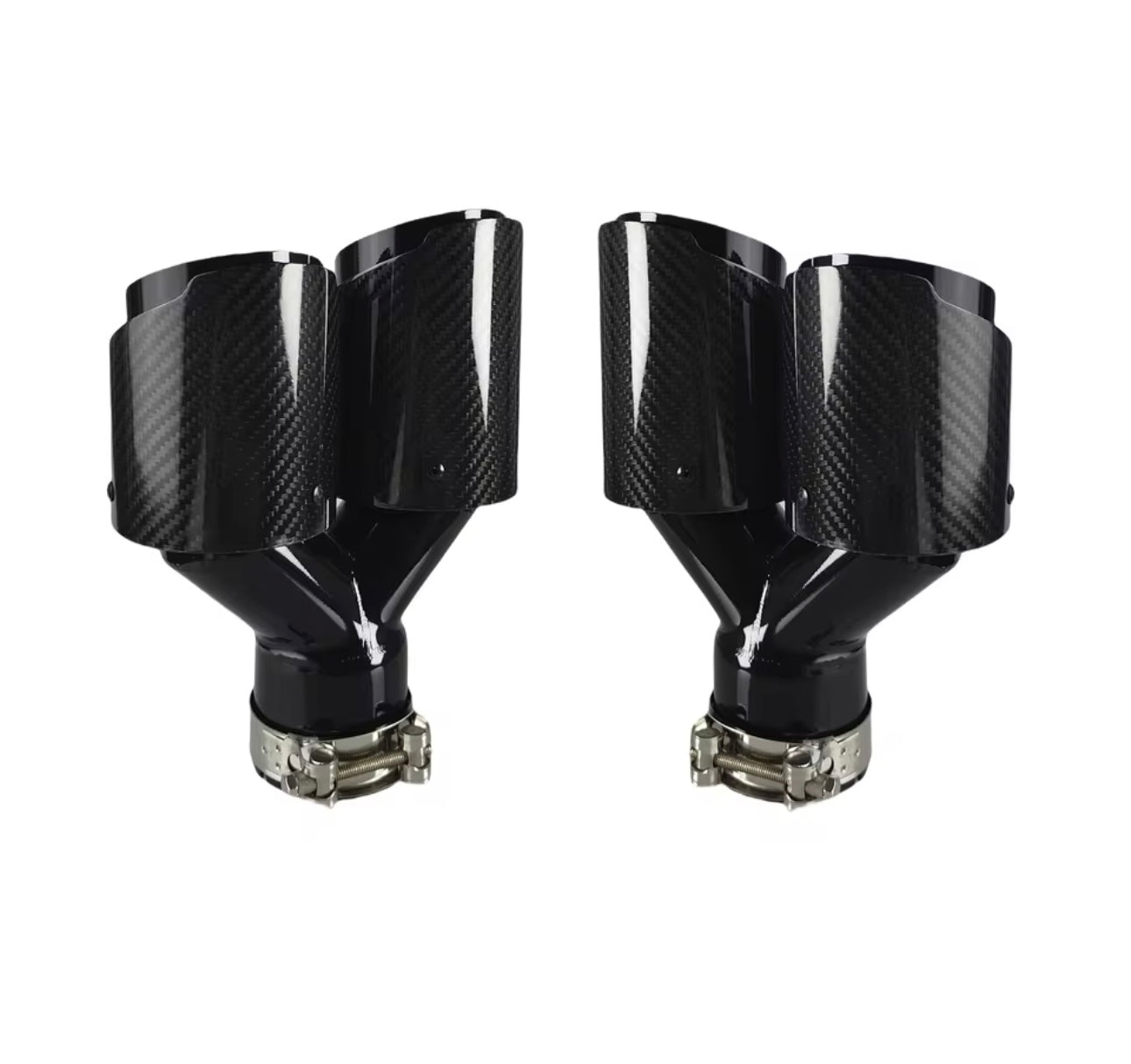 BMW yleismalliset hiilikuitu putkenpäät 2+2 liitos 60mm ulostulo 2x89mm