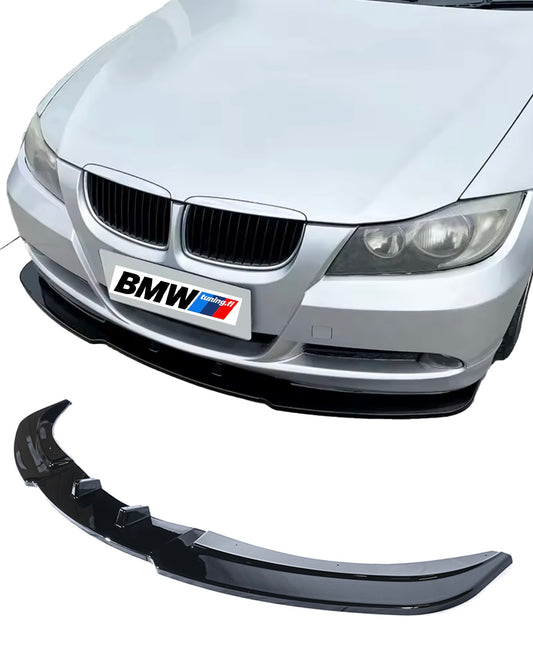 BMW E90 E91 05-08 Etupuskurin lippa kiiltävän musta vakio puskuriin