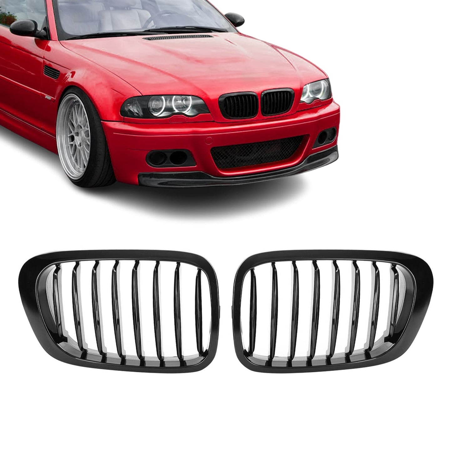 BMW E46, kiiltävän mustat munuaiset single Coupe / Avoauto 99-03