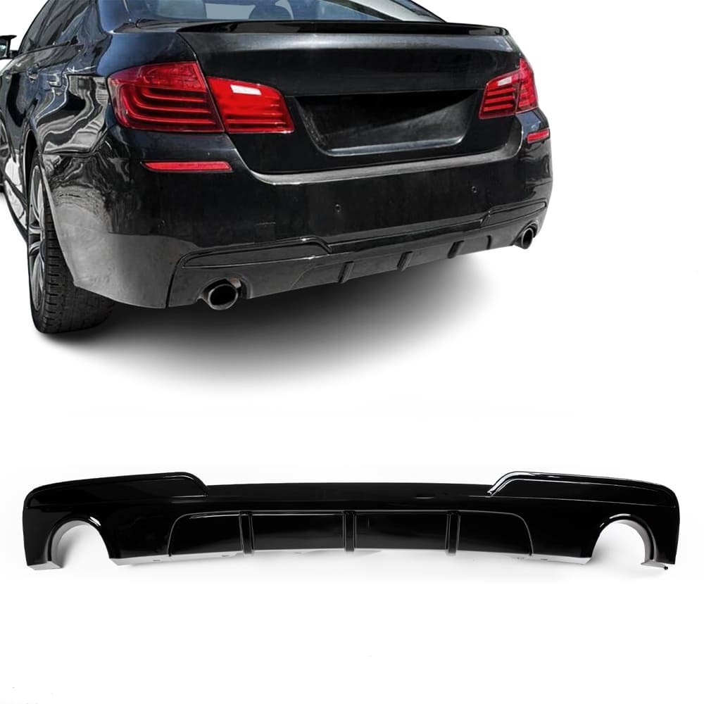 Bmw F10 F11 kiiltävän musta M-performance look diffuusori tuplaulostuloilla