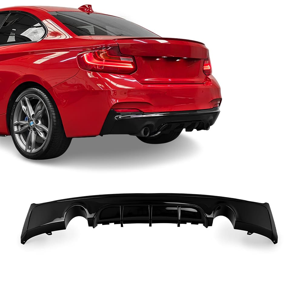 BMW F22 F23, M Performance look takapuskuriin diffuusori kiiltävän musta