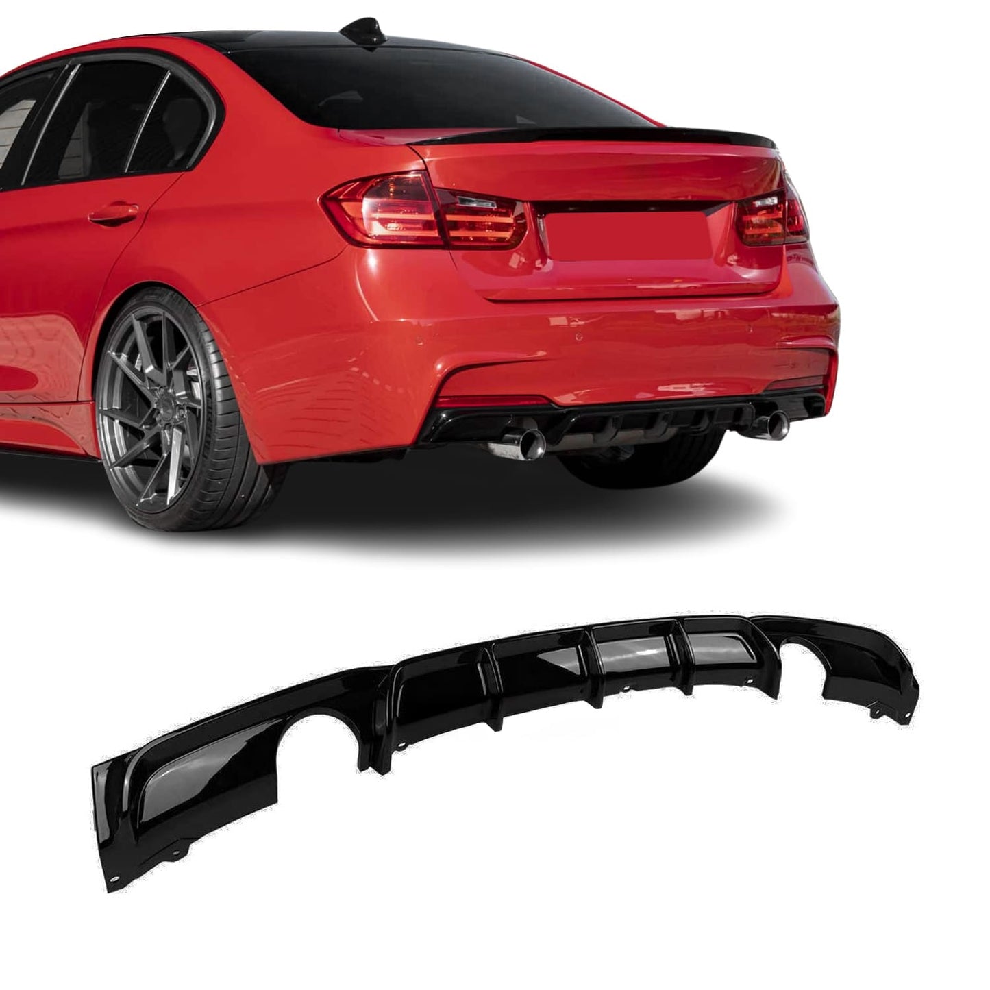 BMW F30 F31 M-Performance diffusori M-Sport takapuskuriin 1+1 putkenpäille