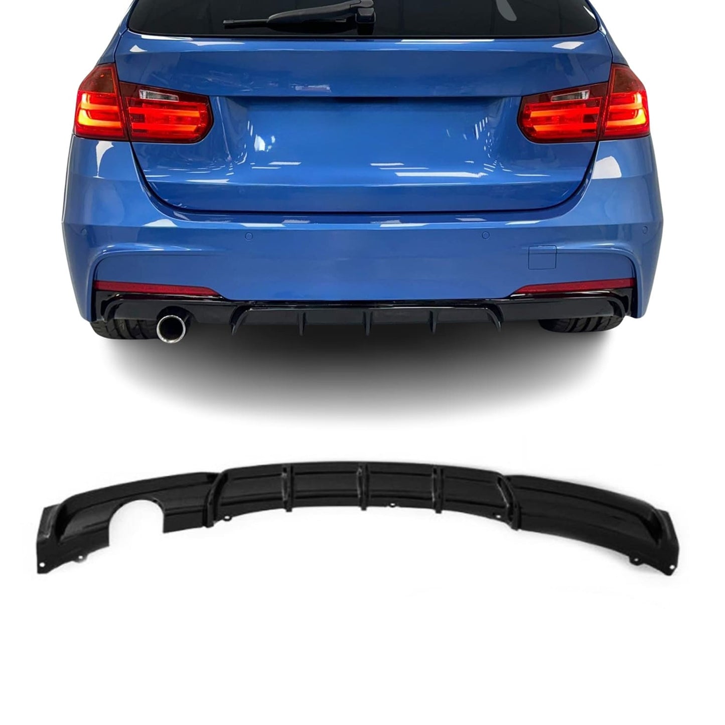 BMW F30 F31 M-Performance diffuusori M-Sport takapuskuriin, kiiltävän musta