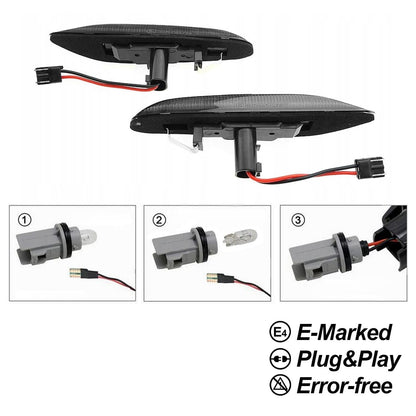 BMW E60/E61, E81/E82, E87/E88, E90/E91, E92/E93, Tummat LED sivuvilkut