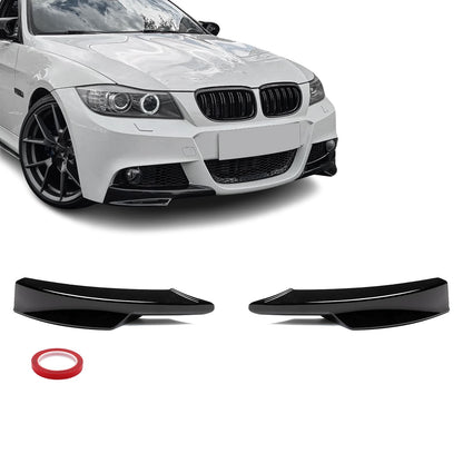 BMW E90 / E91 LCI M-sport glossy black front bumper corner splitters