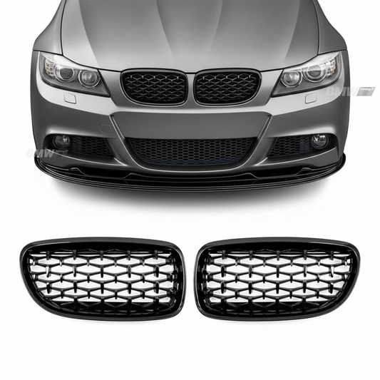 BMW E90 E91 LCI Diamond Munuaiset Kiiltävä Musta