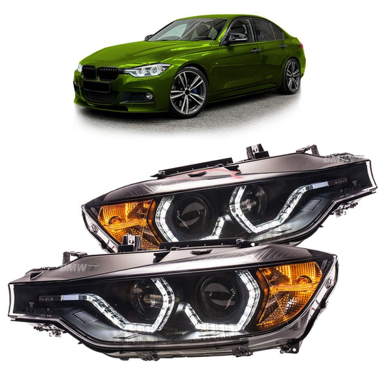 BMW F30 F31 Halogeeniajovalot DRL Musta