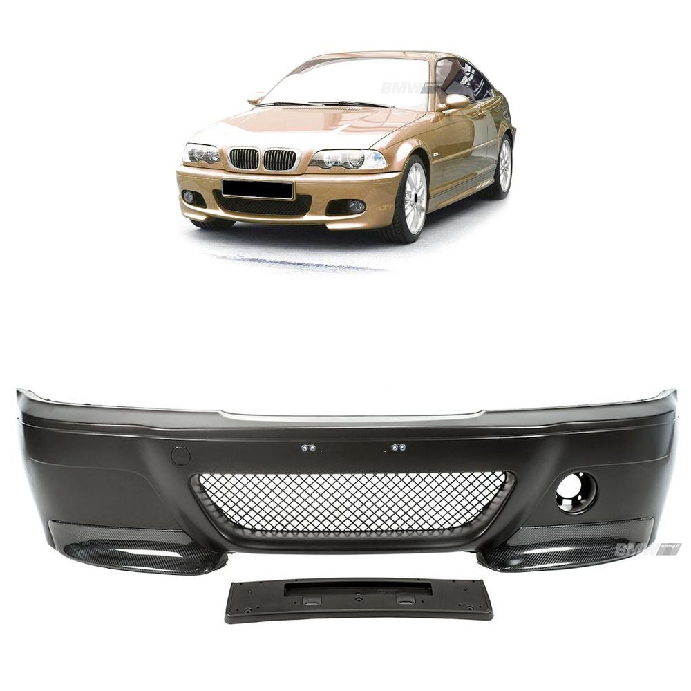 E46 M3 CSL-look Etupuskuri Carbon-splittereillä