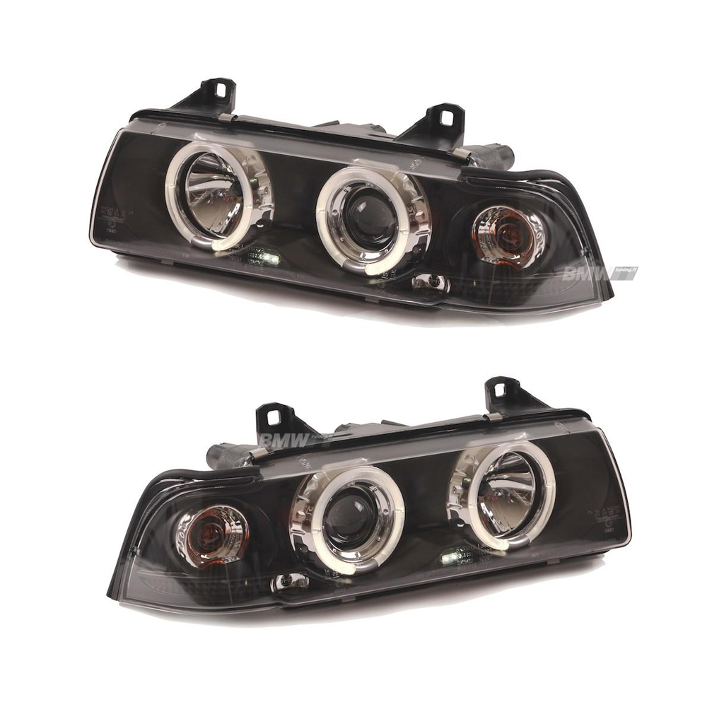 BMW E36 Angel Eyes Halogeeniajovalot Musta