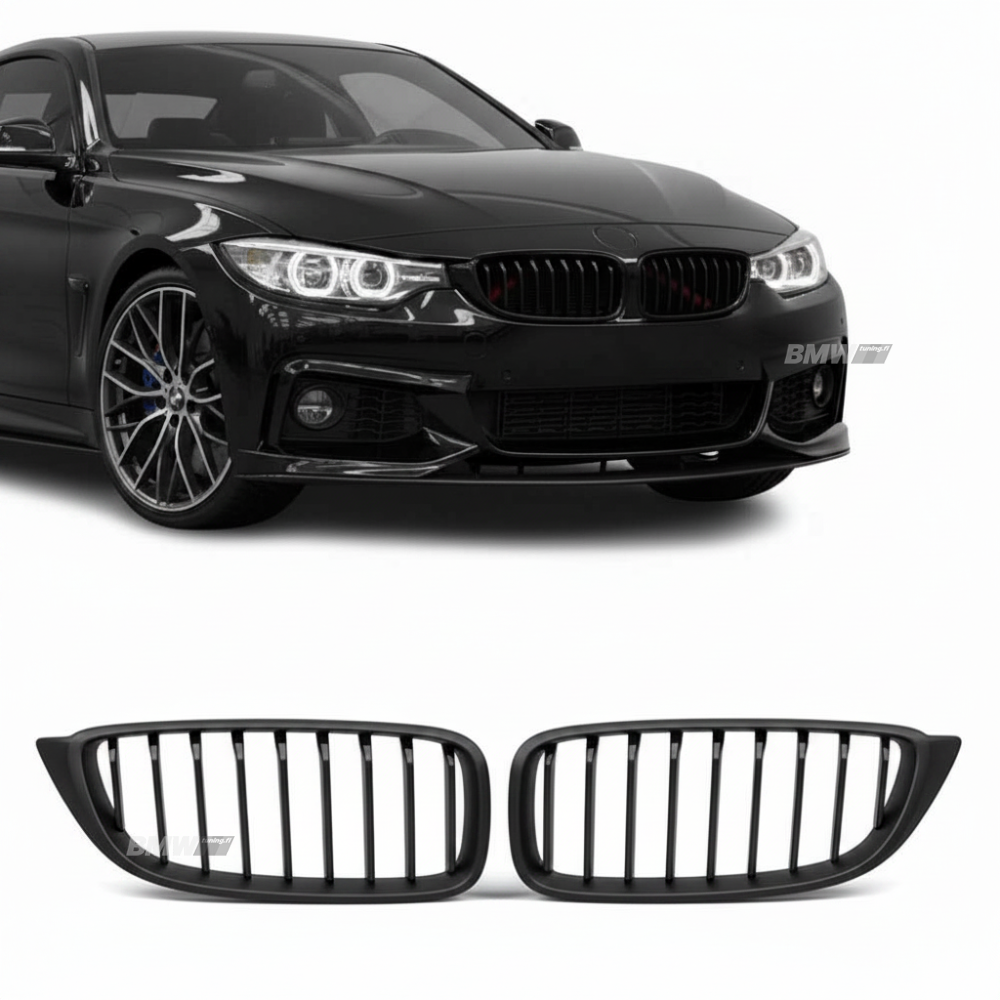 BMW F32 F33 F36 F82 F83 Single Slat Kidney Grilles Matte Black