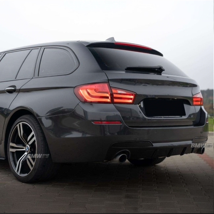 Bmw F10 F11 glossy black M-performance look diffuser with double exhaust outlets