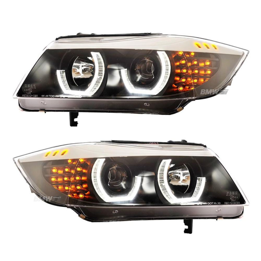 BMW E90 E91 LCI Angel Eyes Halogeeniajovalot Musta