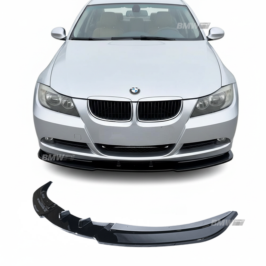BMW E90 E91 05-08 Etupuskurin lippa kiiltävän musta vakio puskuriin