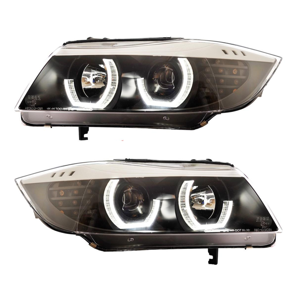 BMW E90 E91 LCI Angel Eyes Halogeeniajovalot Musta