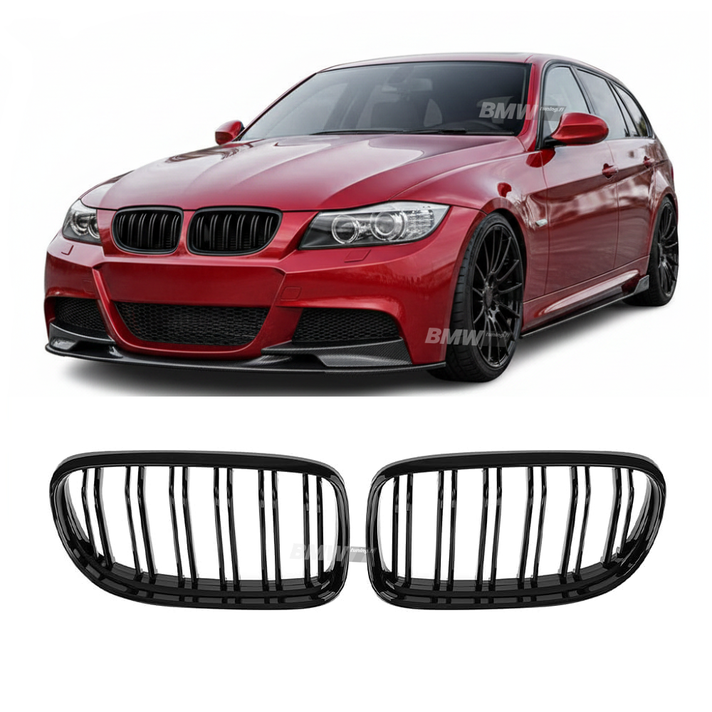 BMW E90 E91 LCI, M3-Look kiiltävän mustat munuaiset