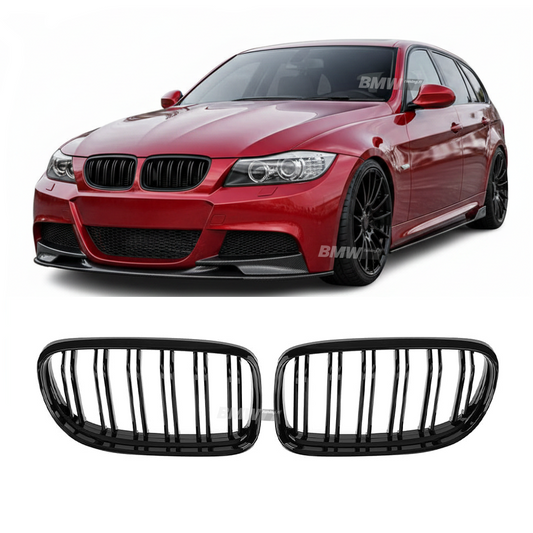 BMW E90 E91 LCI, M3-Look kiiltävän mustat munuaiset
