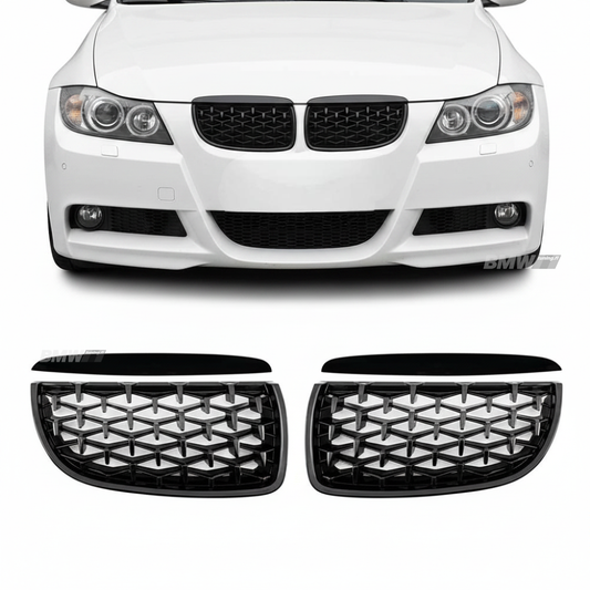 BMW E90 E91 Diamond Munuaiset Kiiltävä Musta