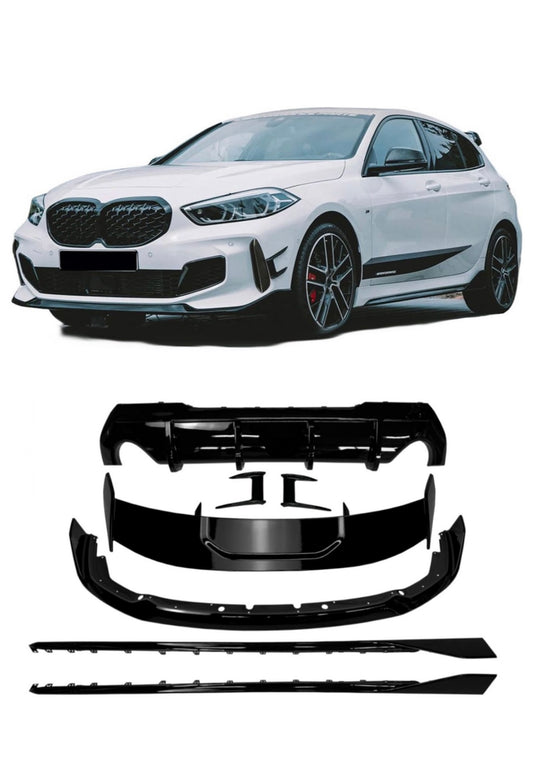 Bmw F40 1-sarja , 2018-2024 Aero kit Korisarja kiiltävän musta