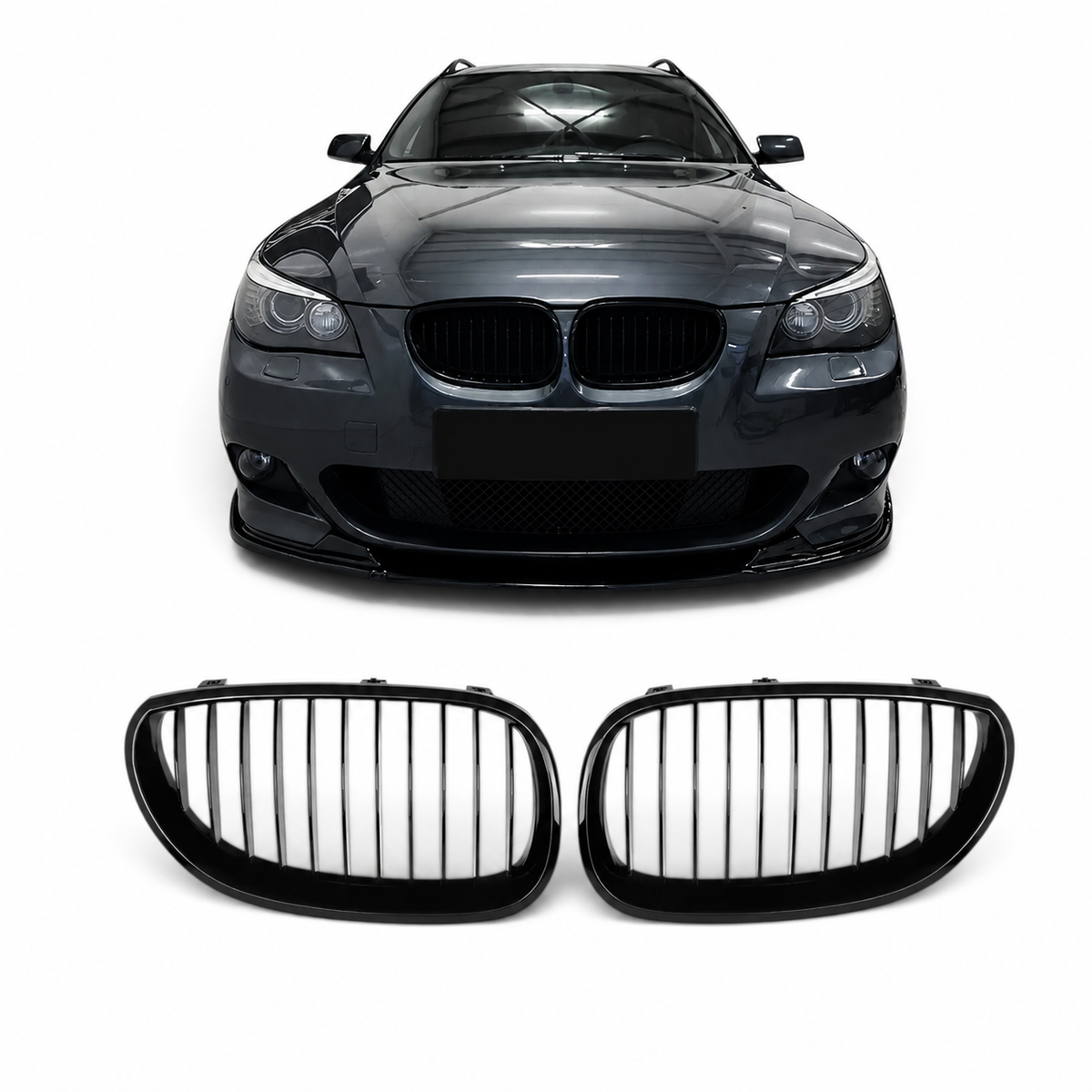 BMW E60 E61 Gloss Black Single-
 look kidneys