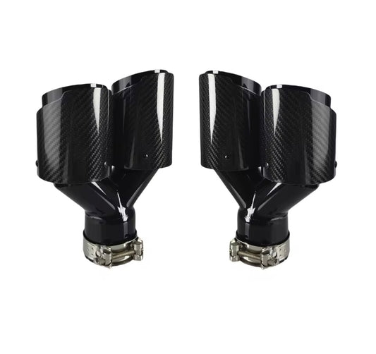 BMW yleismalliset hiilikuitu putkenpäät 2+2 liitos 60mm ulostulo 2x89mm
