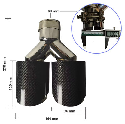 BMW universal carbon fiber pipe ends double