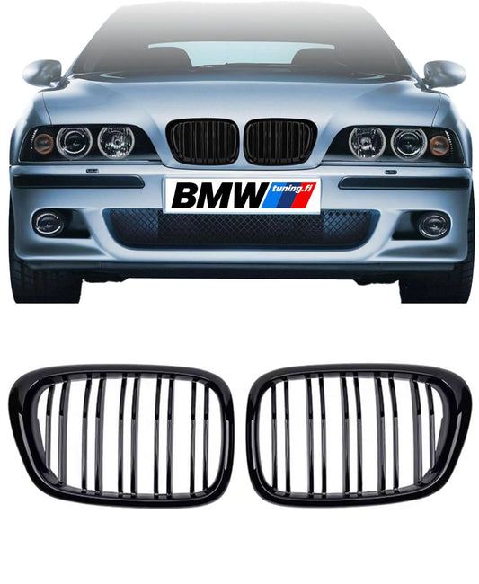 BMW E39 95-03 kiiltävän mustat tuplaripa M5-look munuaiset