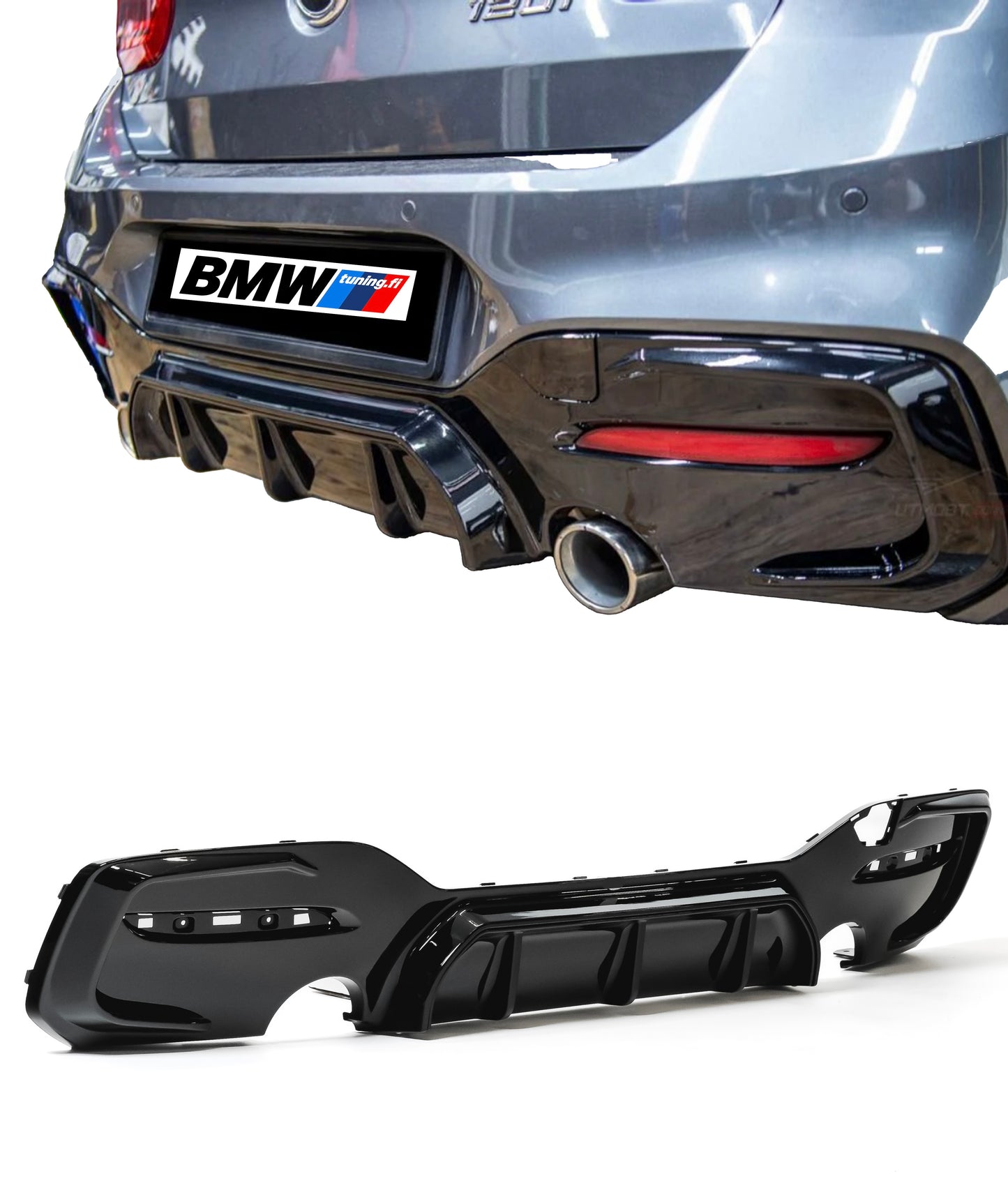 BMW F20 F21 LCI M-performance look takapuskurin diffuusori kiiltävän musta