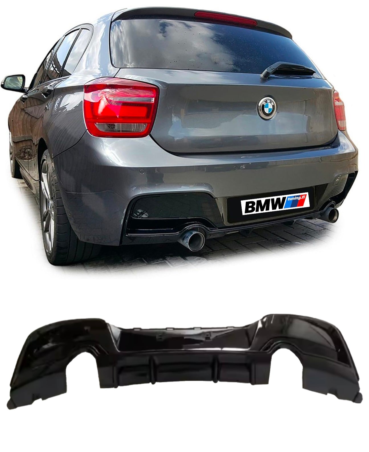 BMW F20 F21 M-performance look takapuskurin diffuusori kiiltävän musta