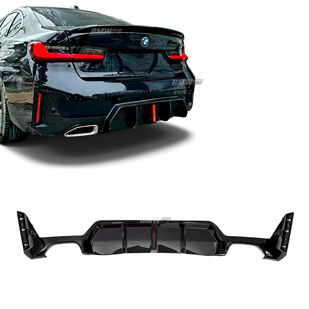 BMW G20 / G21 LCI model year 22-25
 M-look diffuser with brake light, glossy black
