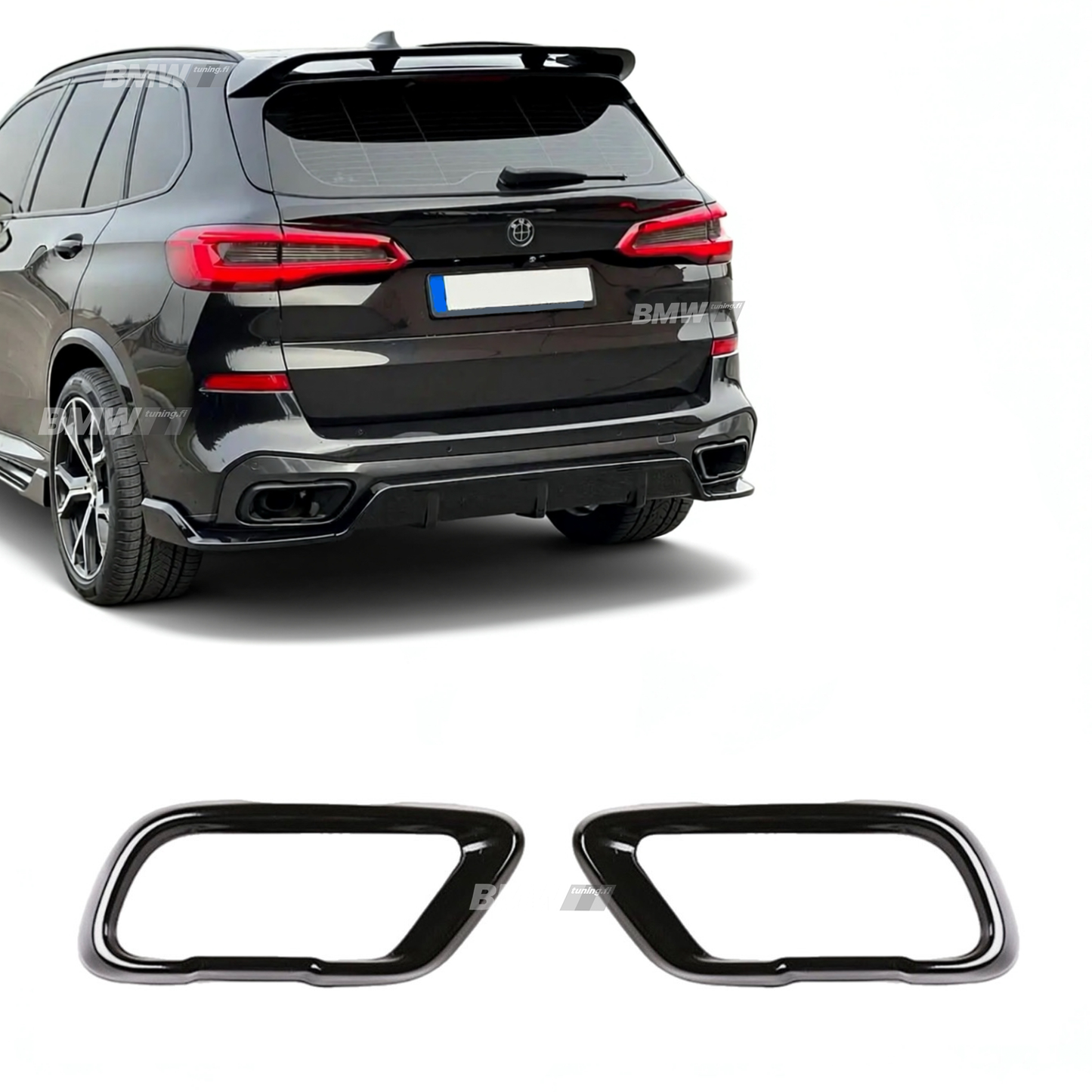 BMW X5 G05 X6 X7 2018 → Glossy black tailpipe covers