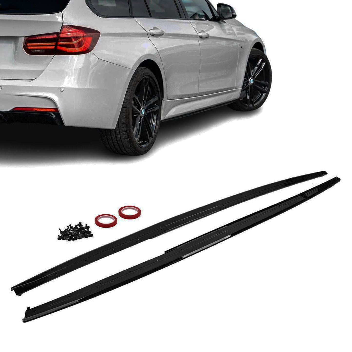 BMW F30 F31, M-Performance helmojen lisäosat matta musta