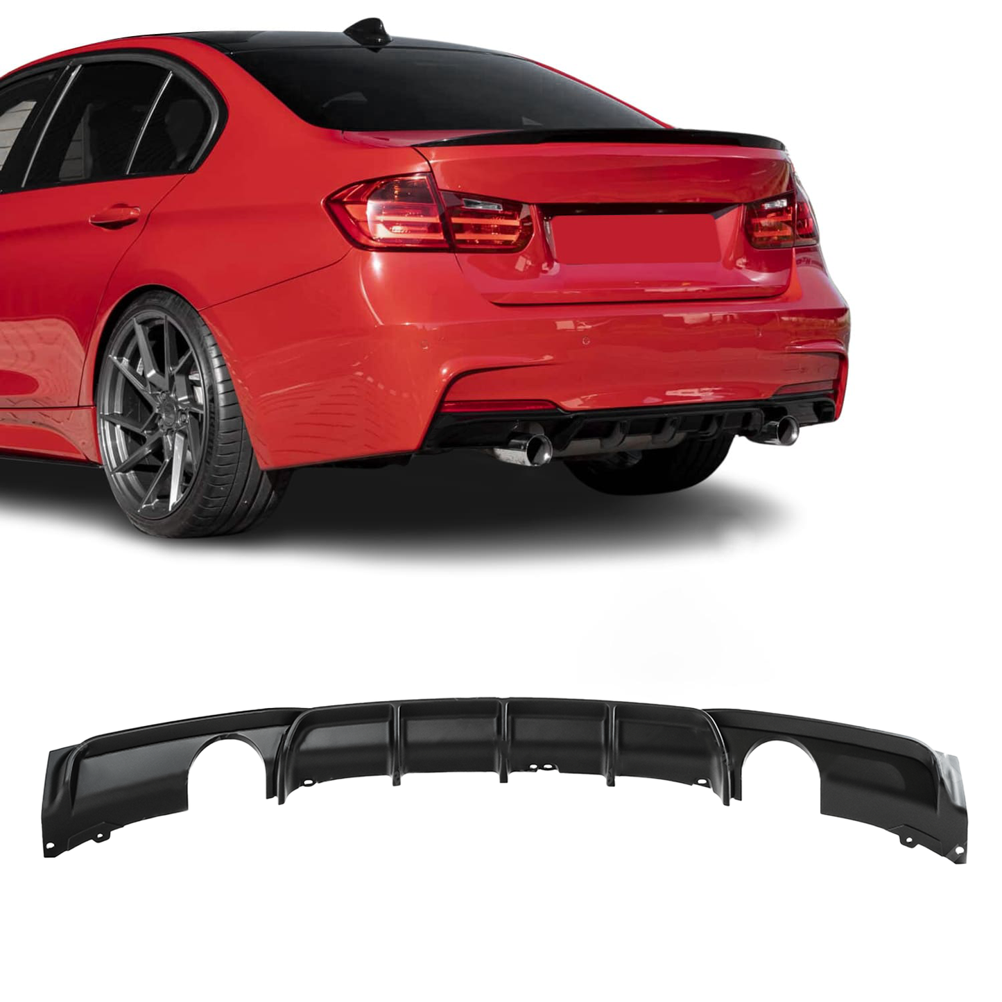 BMW F30 F31 M-Performance diffuusori M-Sport takapuskuriin, matta musta