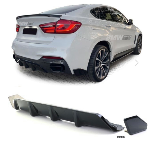 BMW X6 F16 14-19 M-Sport takapuskurin kiiltävän musta performance diffuusori